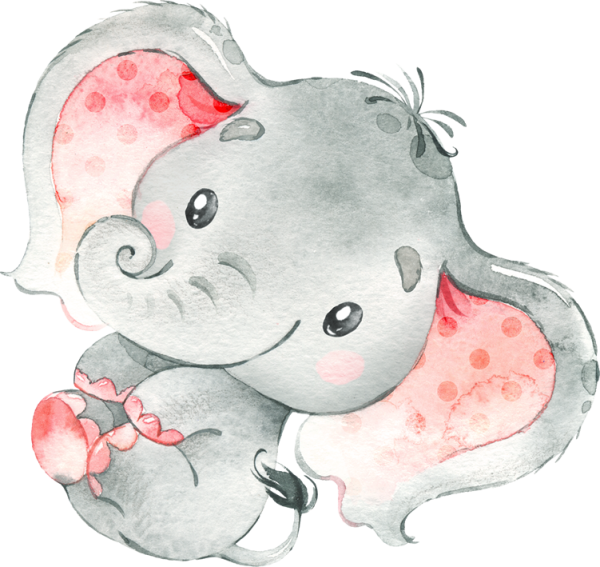 Акварельные милые слоны