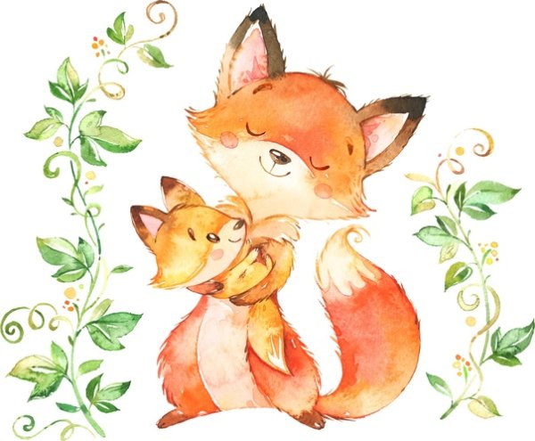 Лисенок иллюстрация акварель