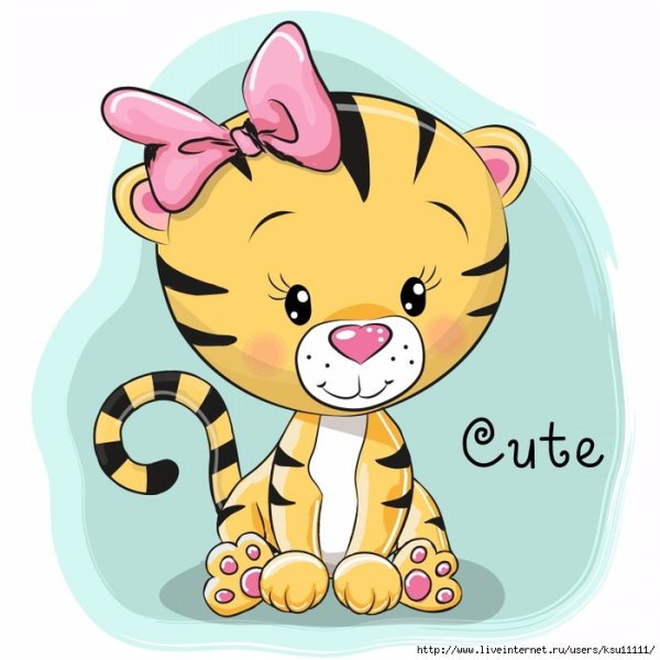 Тигр милый мультяшный