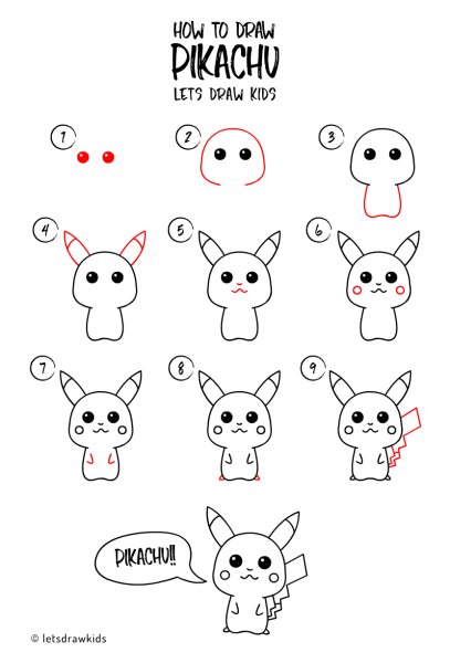 Поэтапные рисунки милых животных