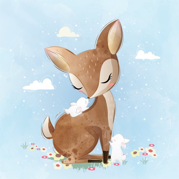Милые иллюстрации Олененок