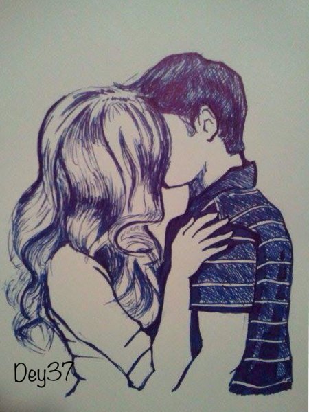 Парень и девушка карандашом