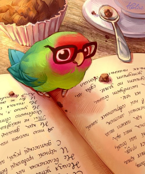 Милые попугайчики арт