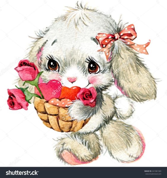 Милые зверюшки с цветами