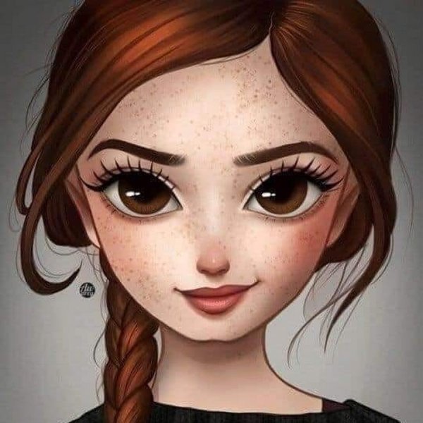 Нарисованная девочка с веснушками