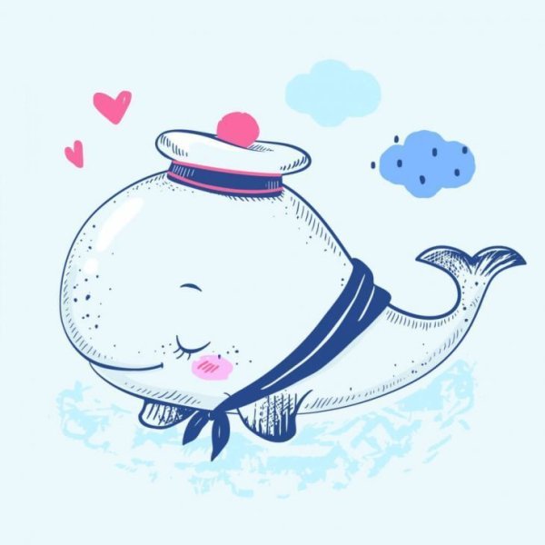 Кит мультяшный милый