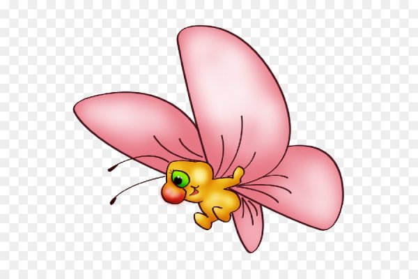 Мультяшные бабочки и сердечки