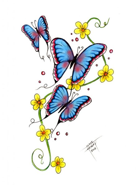 Тату бабочки эскизы цветные