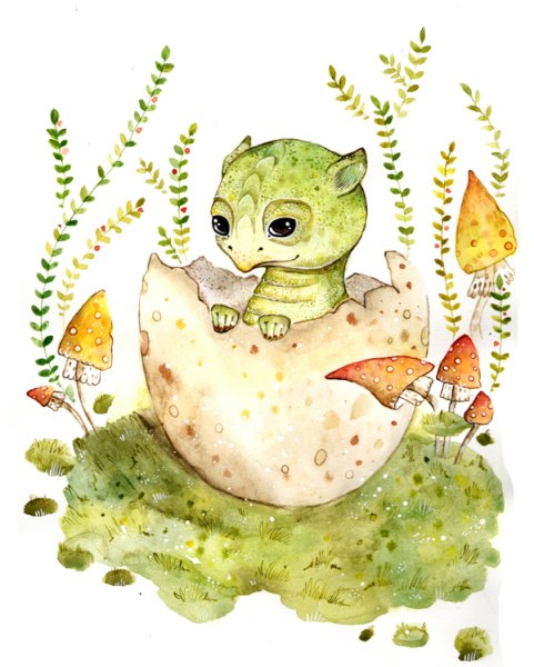 Дракончик акварель