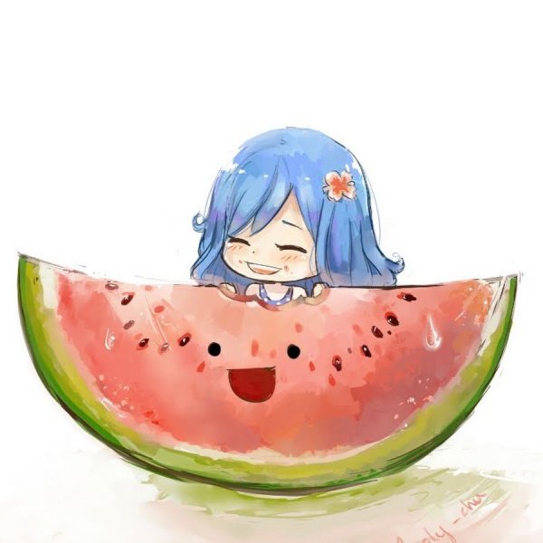 Аниме девушка с арбузом