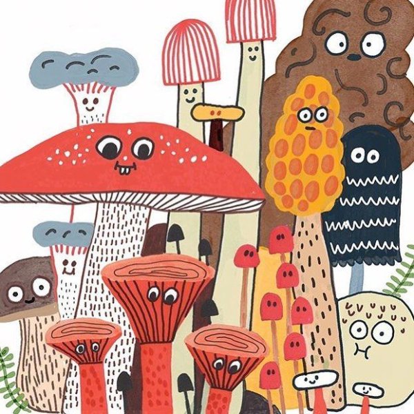 Рисование необычные грибы