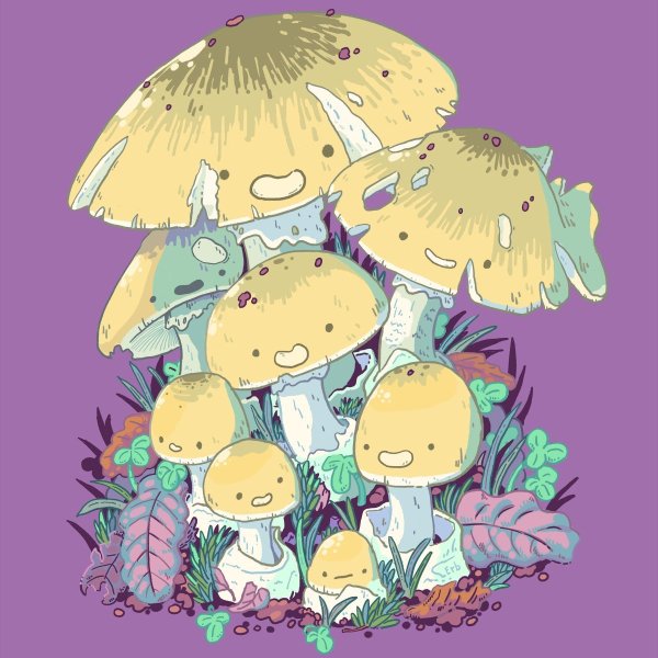 Милые грибы арт
