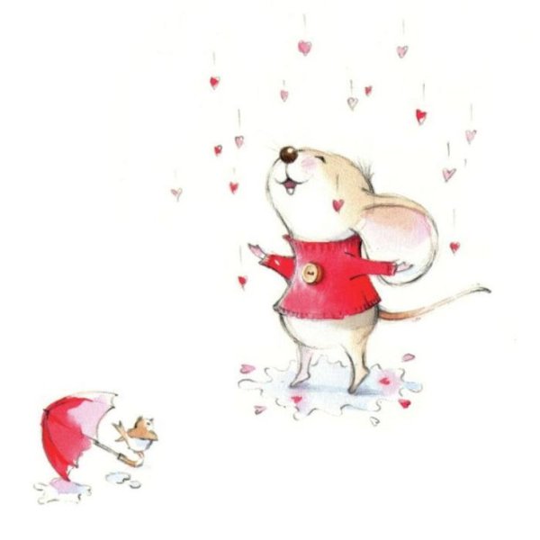 Новогодняя мышка акварель