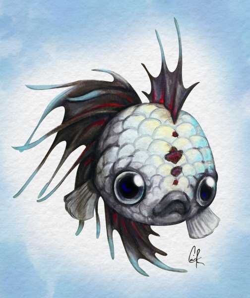 Нарисовать страшную рыбу