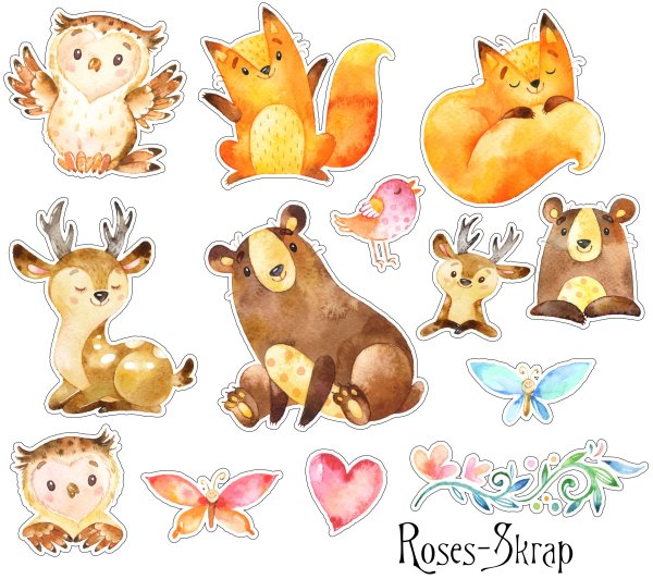 Наклейки милые зверюшки