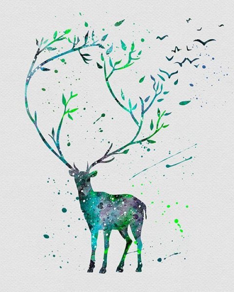 Олень фломастером