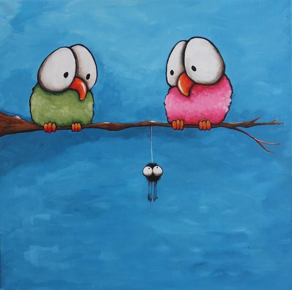 Милые птички для срисовки