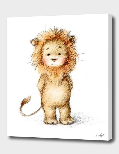 Львенок акварель