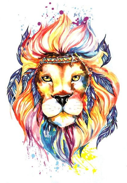 Лев арт тату