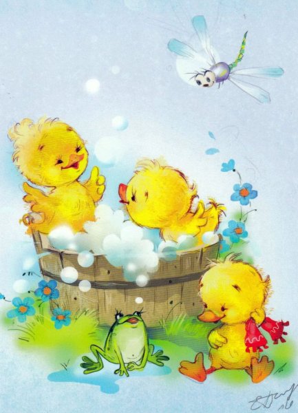 Милые пасхальные цыплята