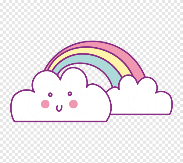 Милые облака с радугой