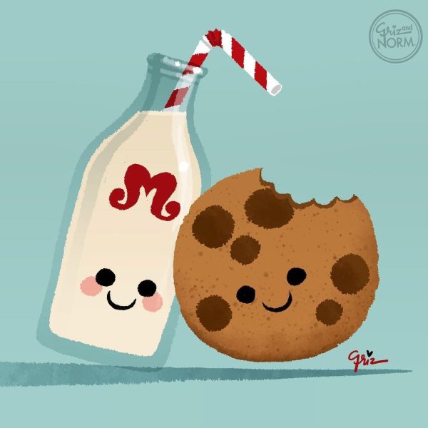 Милые печенька и молоко