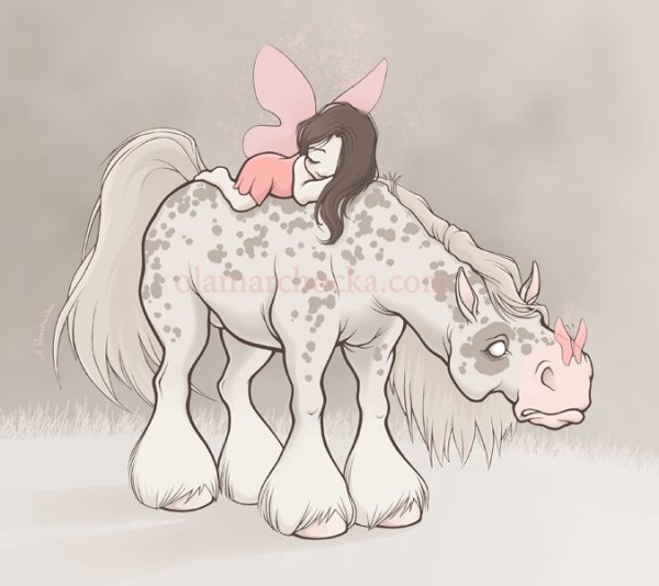 Нарисованный милый лошадка