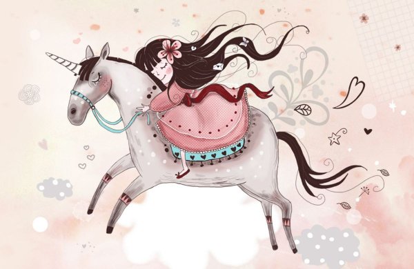 Девочка с единорогом иллюстрация