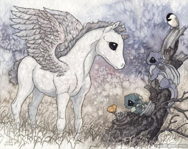 Рисунки пегасов и единорогов