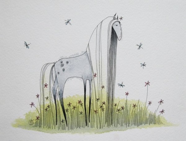 Лошадь рисунок стилизованный детский