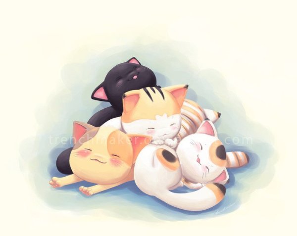 Спящий котенок арт