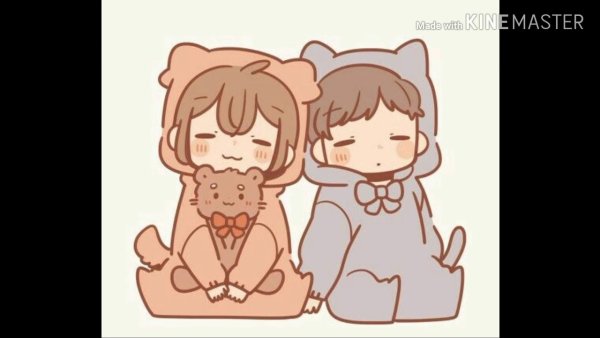 Чиби обнимаются