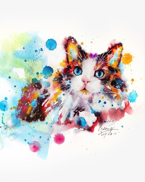 Животные акварелью