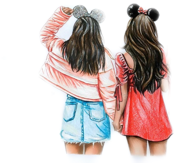 Две девочки нарисованные