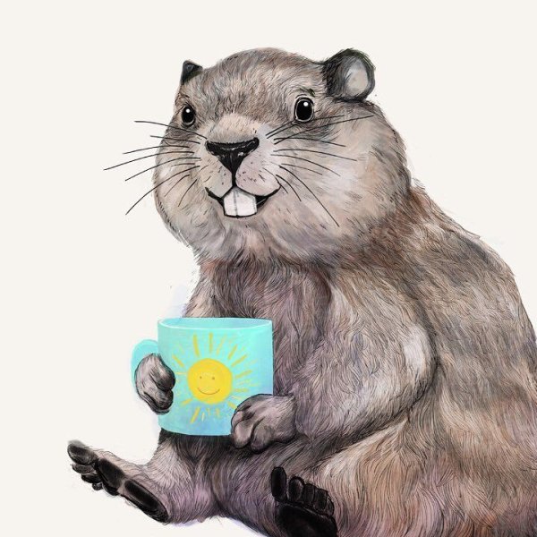 Бобр акварелью