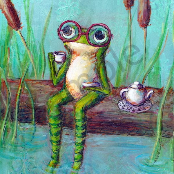 Жаба с чаем арт