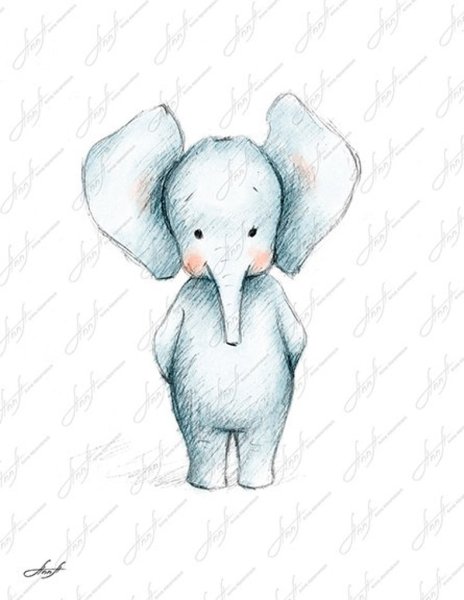 Слонёнок для срисовки