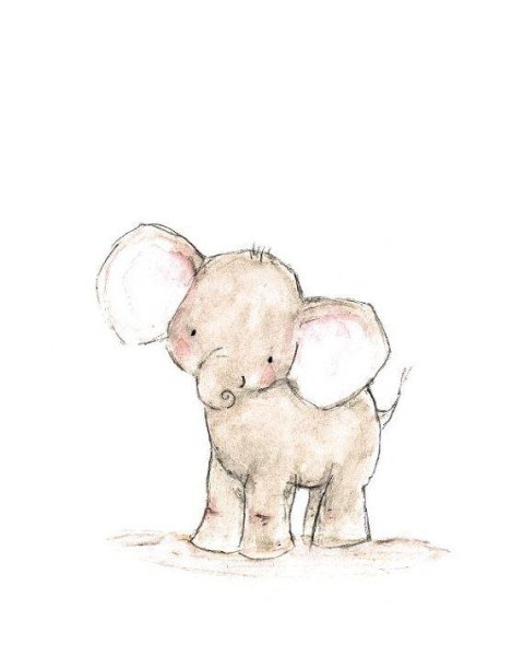 Милый Слоник акварель