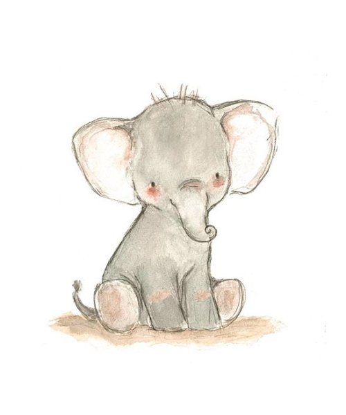 Милый Слоник акварель