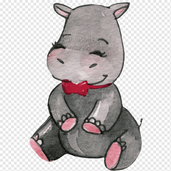 Бегемотик акварель