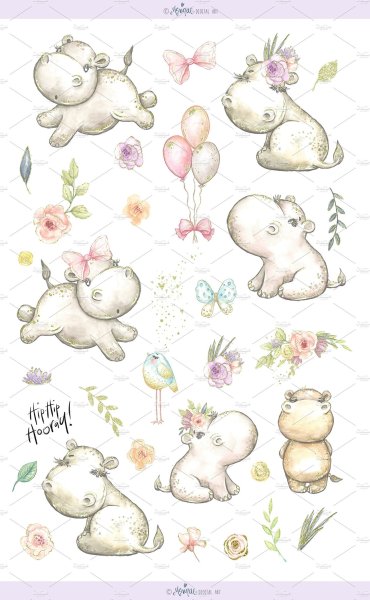 Наклейки "бегемотики"