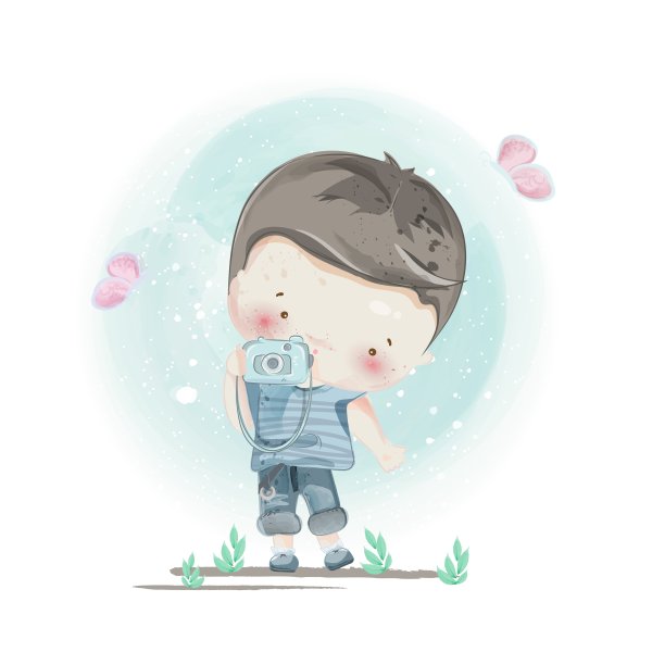 Мальчик и девочка акварель