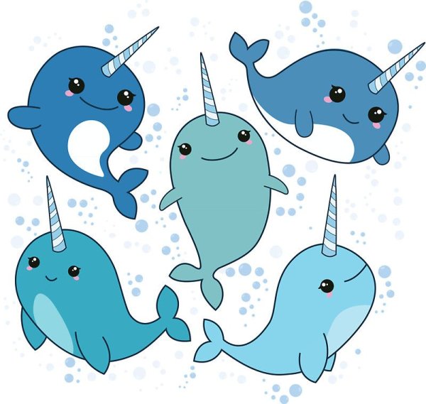 Нарвал милые наклейки