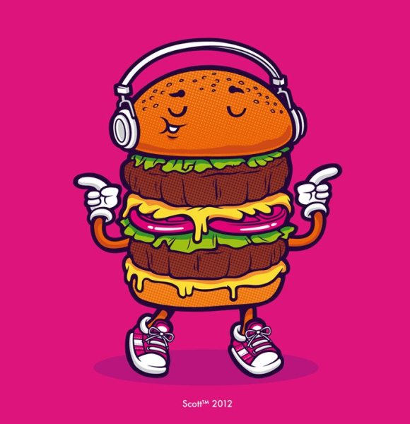 Смешной мультяшный бургер