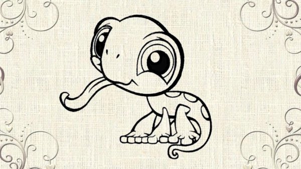 Рисунки для срисовки милого хамелеона