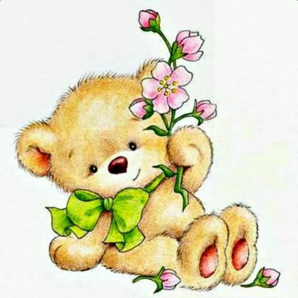 Мишка с цветами
