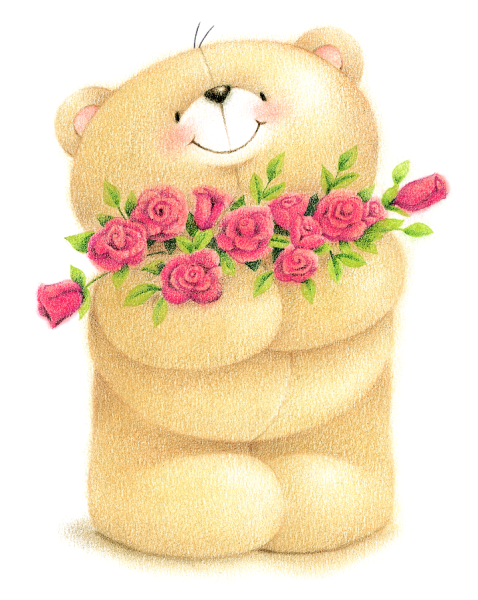 Милый Медвежонок с цветами
