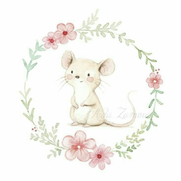 Мышонок акварель