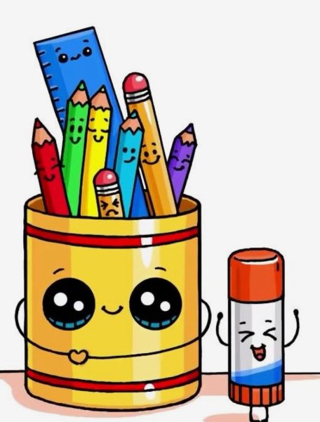 Милые предметы с глазками школа