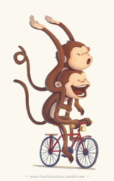 Смешная рисованная обезьянка